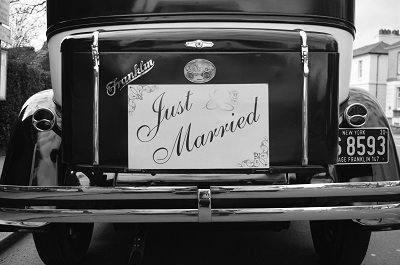 Vintage wedding car at The Bedford Hotel