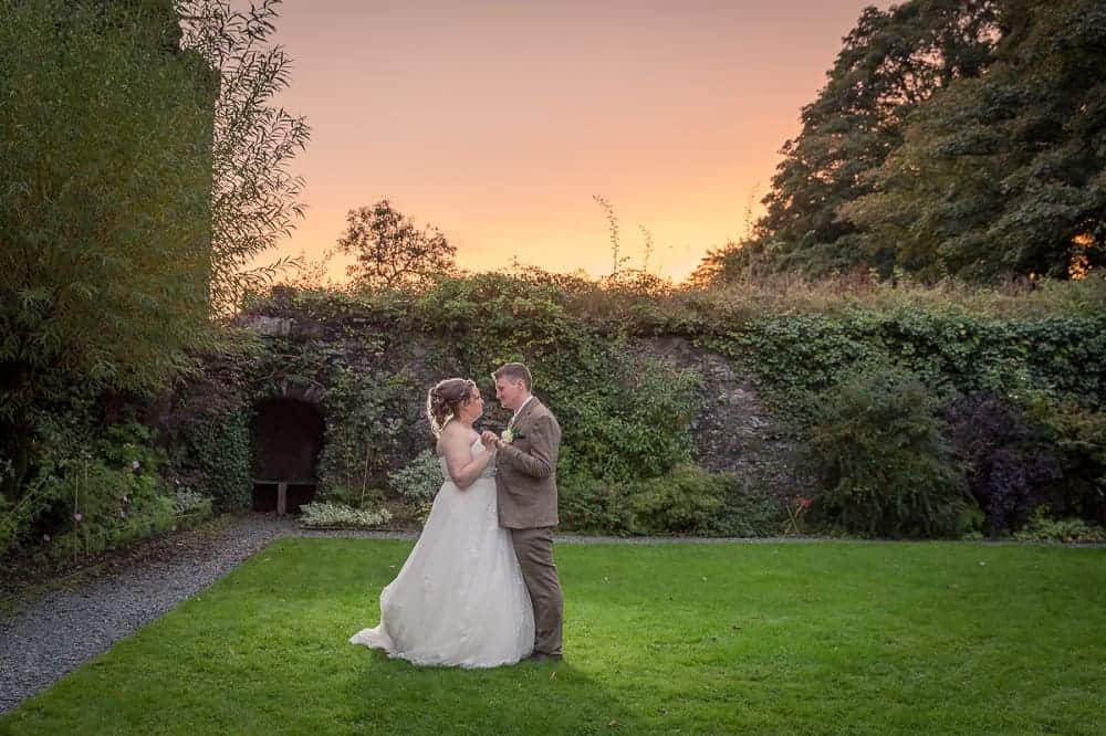 Bride and groom in the Walled Garden at The Bedford Hotel