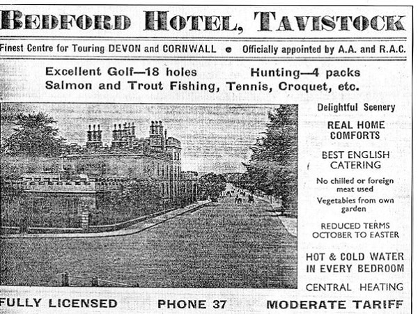 Old advert for The Bedford Hotel